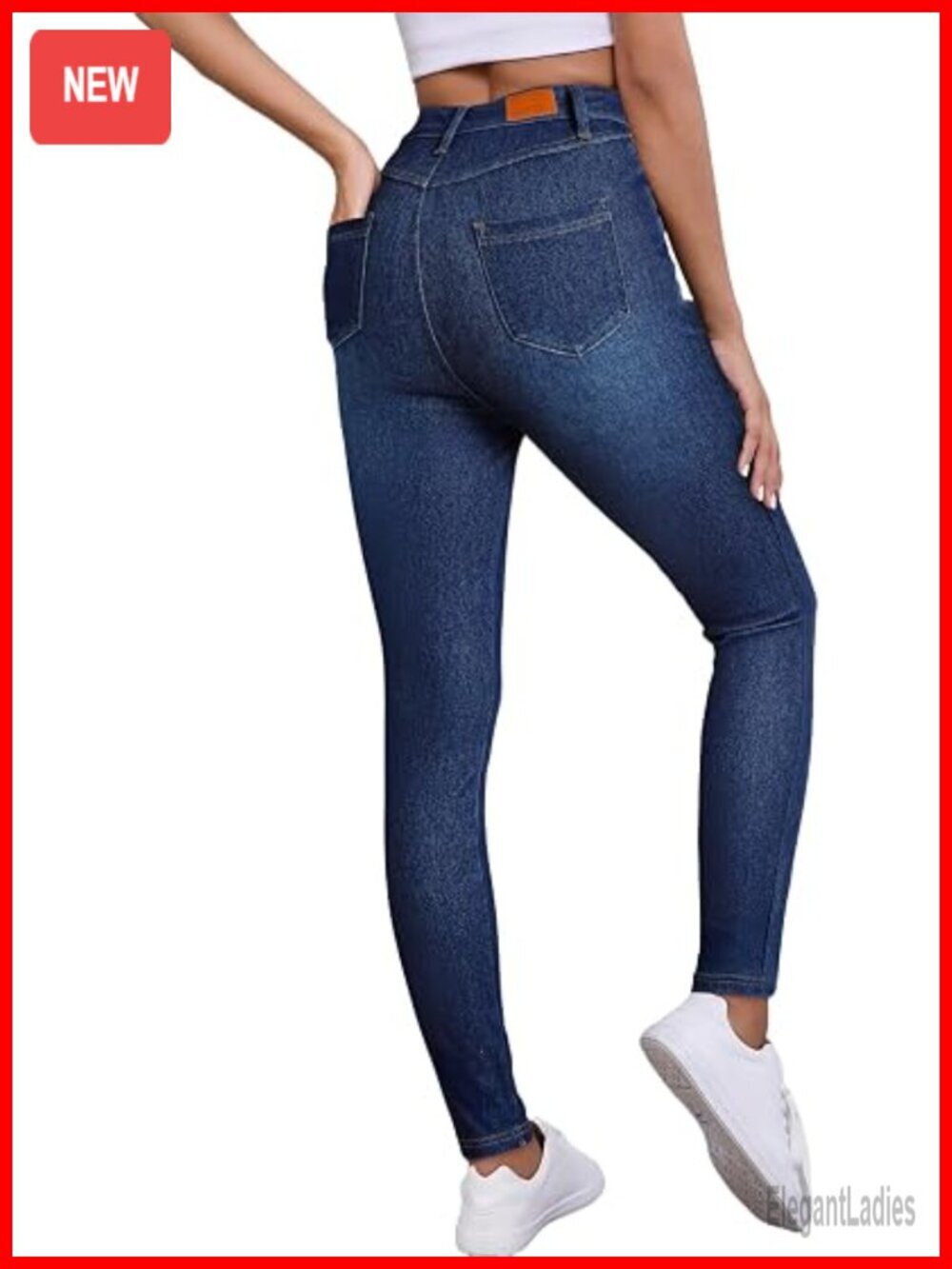 High Waisted Skinny Jeggings with Tummy Control Stretchy Knit Denim